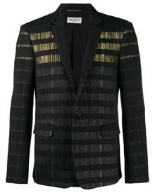 Saint Laurent - metallic stripe blazer - men - Silk/Cotton/Acrylic/Metallic Fibre - 48 - Black