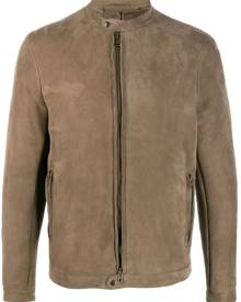 Salvatore Santoro - collarless bomber jacket - men - Leather - 50 - Neutrals