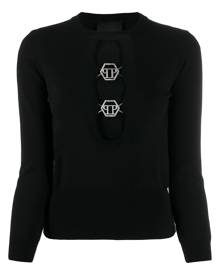 Philipp Plein - PP logo pullover - women - Polyester/Viscose - M, L, S - Black Philipp Plein - PP logo pullover - women - Polyester/Viscose - M, L, S - Black