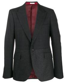 Alexander McQueen - Hybrid check tweed blazer - men - Cotton/Cupro/Viscose/Wool - 48 - Grey