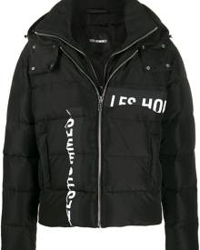 Les Hommes - logo print puffer jacket - men - Polyester - 48, 52 - Black