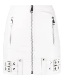 Manokhi - buckle-detail biker skirt - women - Leather/Polyester/Viscose - M - White