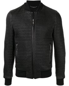 Dolce & Gabbana - textured leather bomber jacket - men - Silk/Lamb Skin - 44 - Black