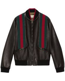 Gucci - Web stripe bomber jacket - men - Leather/Viscose - 48, 52, 50 - Black