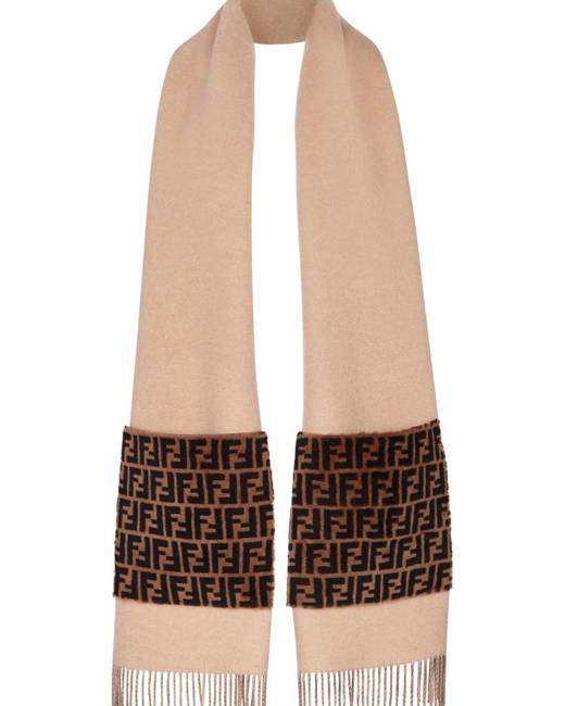 FENDI KIDS: wool scarf with FF jacquard monogram - Grey