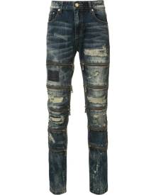 God's Masterful Children - zipped ripped skinny jeans - men - Polyester/Cotton - 42 - Blue