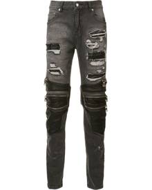 God's Masterful Children - zipped ripped skinny jeans - men - Polyester/Cotton - 36, 40, 38, 34 - Black