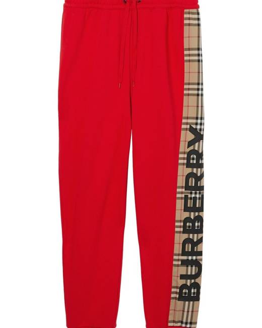 Burberry Ladies Bright Red Raine Monogram Motif Cotton Track Pants