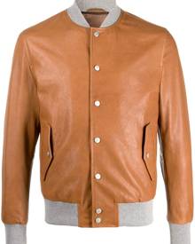 Eleventy - contrasting-collar bomber jacket - men - Goat Skin/Cupro - 50 - Brown