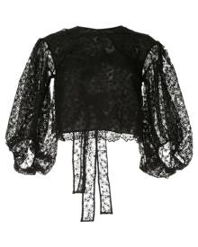 Cecilie Bahnsen - floral tulle blouse - women - Silk/Cotton/Viscose - 6 - Black