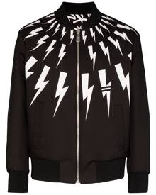 Neil Barrett - lightning bolt-print bomber jacket - men - Polyamide/Polyester/Spandex/Elastane - M, L, XL - Black