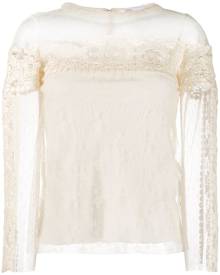 RED Valentino - point d'esprit tulle blouse - women - Polyamide/Polyester - 38 - Neutrals