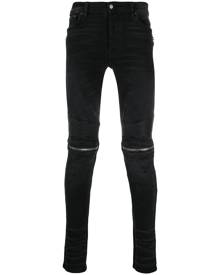 AMIRI - knee zip skinny jeans - men - Cotton/Leather/Spandex/Elastane - 30 - Black