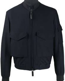 Giorgio Armani - high-collar logo bomber jacket - men - Polyamide/Spandex/Elastane - 52, 56, 50, 54 - Blue