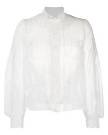 Simone Rocha - pleated blouson-sleeved tulle blouse - women - Polyamide - 8, 10 - White