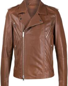 Desa 1972 - regular-fit zip-up biker jacket - men - Leather/Viscose - 50 - Brown