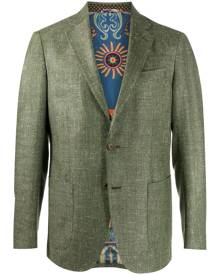 Etro - single breasted tweed blazer - men - Silk/Viscose/Wool - 48 - Green