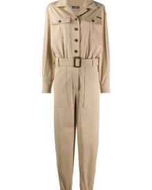 Dolce & Gabbana - belted boiler suit - women - Cotton/Goat Skin/Polyester/zamac - 44 - Brown