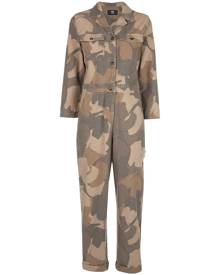 Wood Wood - Irene camouflage print boiler suit - women - Cotton - 34 - Brown