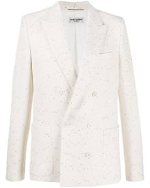 Saint Laurent - sequinned double-breasted blazer - men - Silk/Acrylic/Polyamide/Metallic Fibre - 48, 42, 46 - White