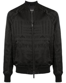 Emporio Armani - logo print bomber jacket - men - Polyester/Spandex/Elastane - 50 - Black