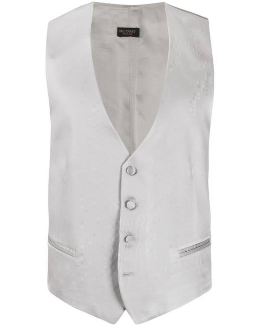 Mens Charcoal Wedding Waistcoat 100% Wool Classic 6 Button Jacquard Suit Vest Tailored Fit V Neck Design Adjustable Rear Cinch