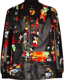 Comme Des Garçons Homme Plus - floral print coated bomber jacket - men - Cotton/Nylon - S, L - Black