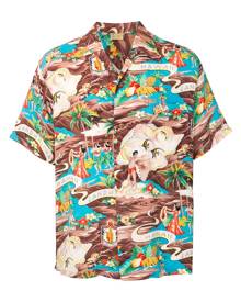 Fake Alpha Vintage - 1950s Hawaiian short-sleeved shirt - men - Rayon - XL - Brown