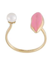 Delfina Delettrez - 'Lips piercing' ring - women - 9kt Gold/Pearls/Enamel - 56 - PINK Delfina Delettrez - 'Lips piercing' ring - women - 9kt Gold/Pearls/Enamel - 56 - PINK