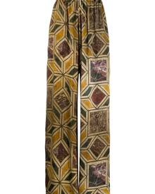 Uma Wang - geometric marble print trousers - women - Polyester - S, M - Neutrals Uma Wang - geometric marble print trousers - women - Polyester - S, M - Neutrals