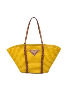 Prada - straw tote bag - women - Leather/Straw - One Size - yellow