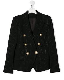 Balmain Kids - metallic striped blazer - kids - Elastodiene/Polyester/Viscose - 14 yrs, 16 yrs - Black