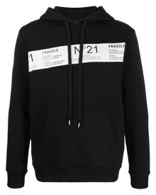 Nº21 - logo stripe hoodie - men - Cotton - XS, S - Black