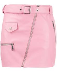 Manokhi - fitted biker-style skirt - women - Leather/Polyester/Viscose - S - PINK