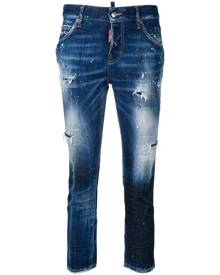 Dsquared2 - ripped skinny crop jeans - women - Polyester/Spandex/Elastane/Cotton - 44, 38, 40 - Blue