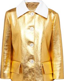 Prada - metallic short buttoned jacket - women - Viscose/Mother of Pearl/Lambskin - 40 - GOLD