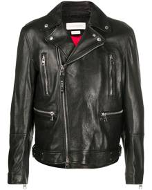 Alexander McQueen - zip-front biker jacket - men - Calf Leather/Lamb Skin/Polyamide/Viscose - 48, 50, 52, 54, 56, 46 - Black