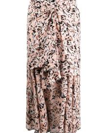 Proenza Schouler - abstract animal print layered skirt - women - Viscose - 0, 2, 6, 10 - CORAL/BLACK ABSTRACT ANIMAL