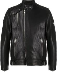 Diesel - zip-up biker jacket - men - Lamb Skin/Acetate - S, M, L, XXL, XL - Black