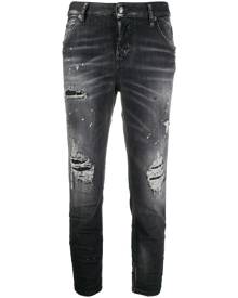 Dsquared2 - ripped detailing cropped jeans - women - Polyester/Spandex/Elastane/Cotton - 40, 42, 34, 36, 38 - Black