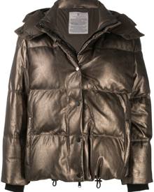 Brunello Cucinelli - metallic sheen puffer jacket - women - Leather/Nylon/Polyester/Brass - 38, 40, 42, 44 - Brown