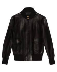 Gucci - stand-up collar bomber jacket - men - Lamb Skin/Cupro - 44, 46, 48, 50, 52 - Black