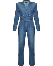 Pinko - double-breasted boiler suit - women - Cotton/Polyester - 44, 46 - Blue