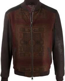 Etro - paisley detail bomber jacket - men - Leather/Polyester/Sheepskin - L, XL, XXL - Brown