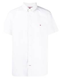 Tommy Hilfiger - logo embroidered shirt - men - Cotton/Linen/Flax - XS, S - White Tommy Hilfiger - logo embroidered shirt - men - Cotton/Linen/Flax - XS, S - White