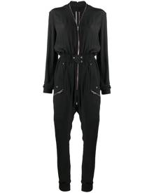 Rick Owens - zip-through boiler suit - women - Silk/Acetate - 44, 46, 40, 42 - Black