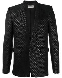 Saint Laurent - diamond lamé single-breasted blazer - men - Silk/Cotton/Polyamide/Metallic Fibre - 48, 50, 46, 52, 54, 56, 44 - 