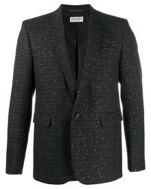 Saint Laurent - lamé check single-breasted blazer - men - Silk/Cotton/Metallic Fibre - 48, 52 - Black