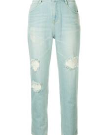 SJYP - mid-rise ripped boyfriend jeans - women - Nylon/Cotton/Polyester - S - Blue