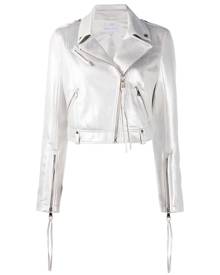 Patrizia Pepe - metallic faux-leather jacket - women - Polyester - 38, 40, 42, 46 - Neutrals